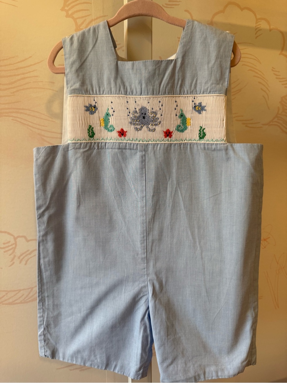 Anavini boy’s blue romper with ocean embroidery- Size 3T